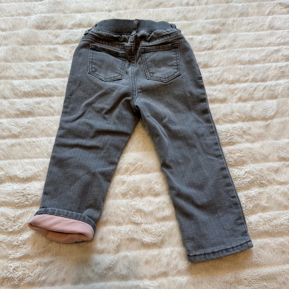 GAP Gray Fleece Lined Straight-Leg Jeans with Adjustable Waistband